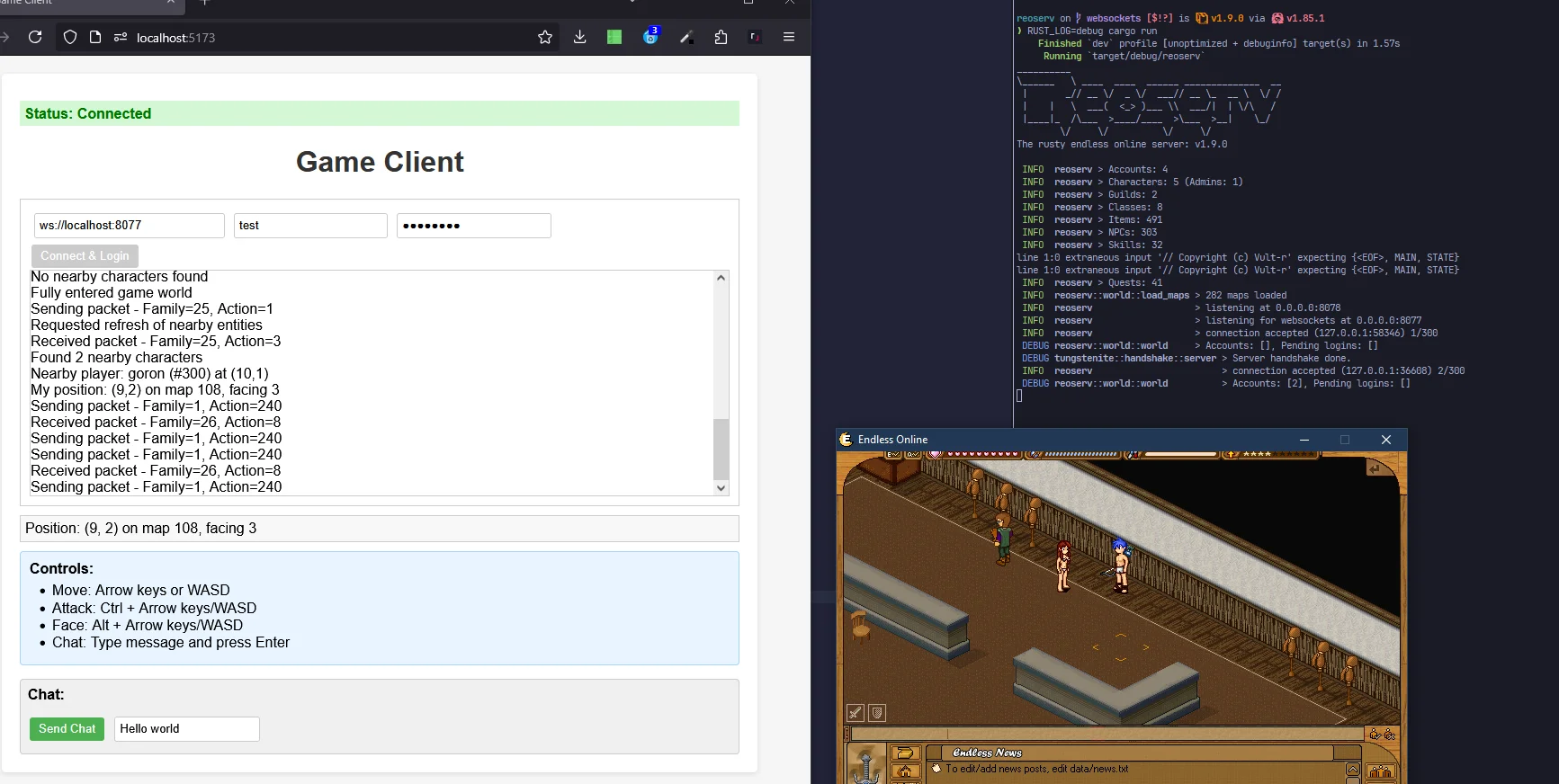 REOSERV accepting web socket connections